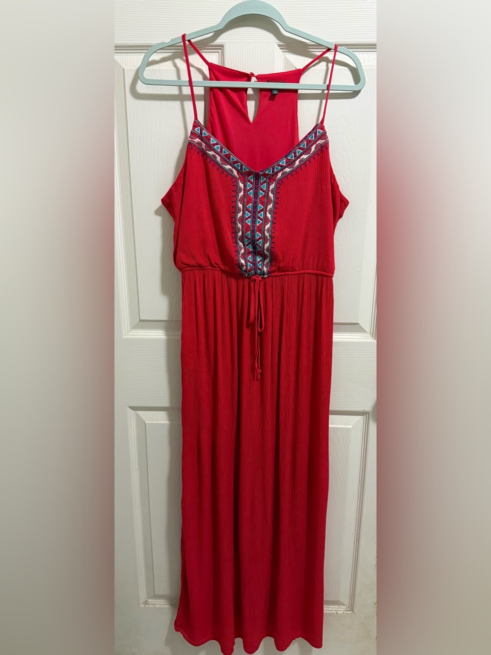 Lily Rose Red Embroidered Strappy Maxi Dress